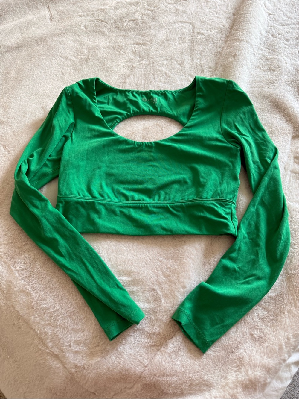 aerie Emerald Green Long Sleeve Cropped Top with back Cutout